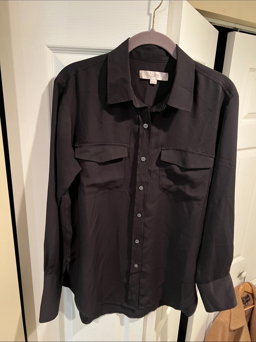 Loft Long-Sleeve Black Button-Up Shirt